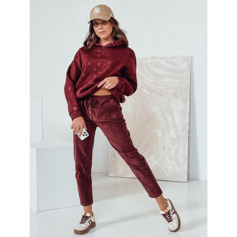 Női alkalmi nadrág egy méret VELVITO kordbársony bordó burgundi