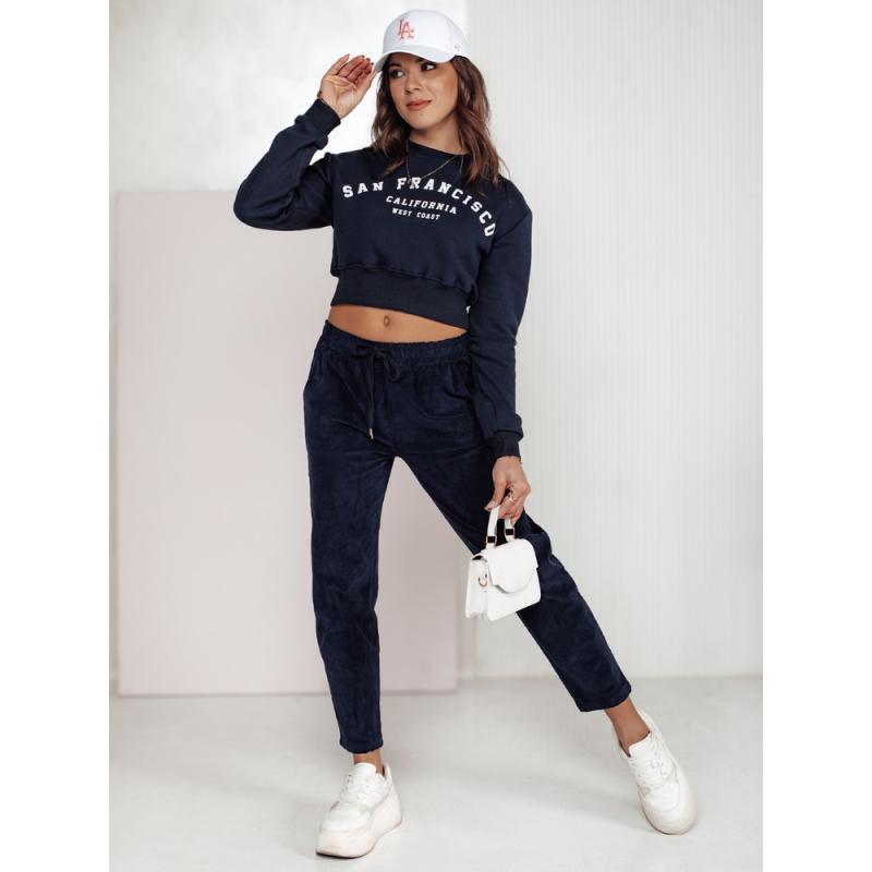 Női alkalmi nadrág egy méret VELVITO kordbársony tengerészkék