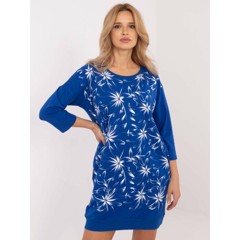 Kobaltově modré teplákové šaty s kapsami