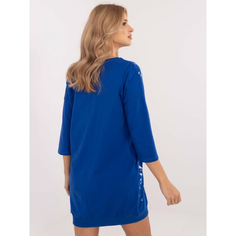 Kobaltově modré teplákové šaty s kapsami