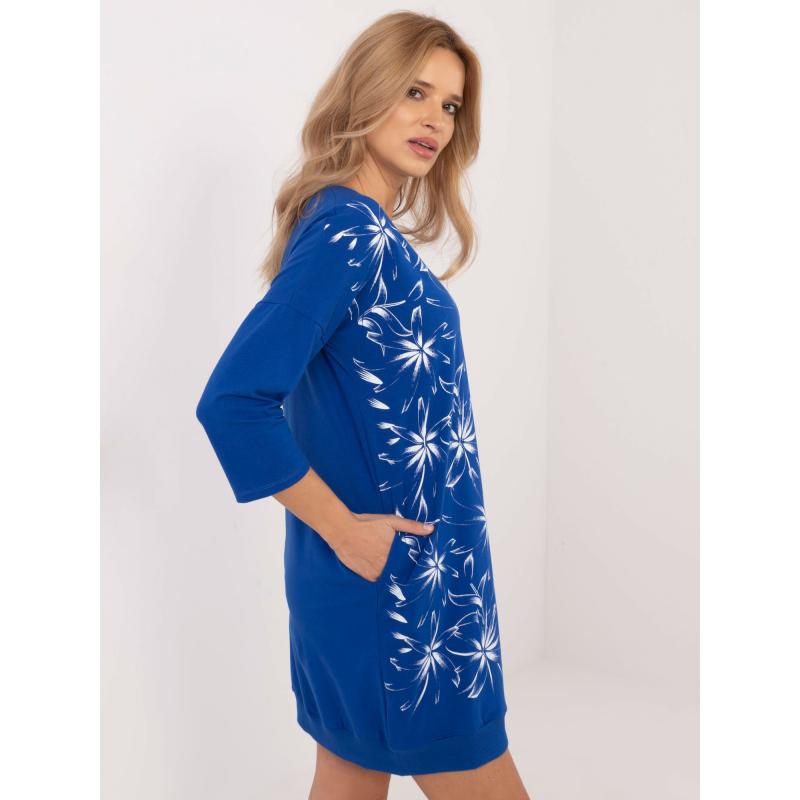 Kobaltově modré teplákové šaty s kapsami