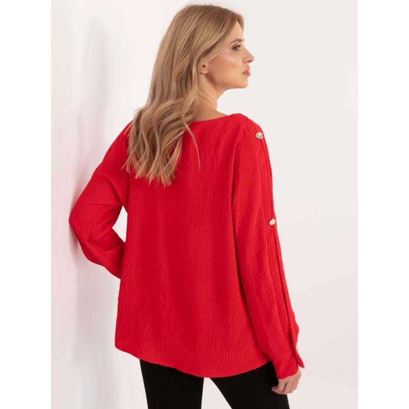 Piros formális blúz díszgombokkal
