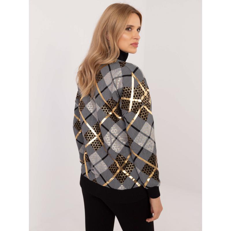 Černá dámská mikina s potiskem a stojáčkem