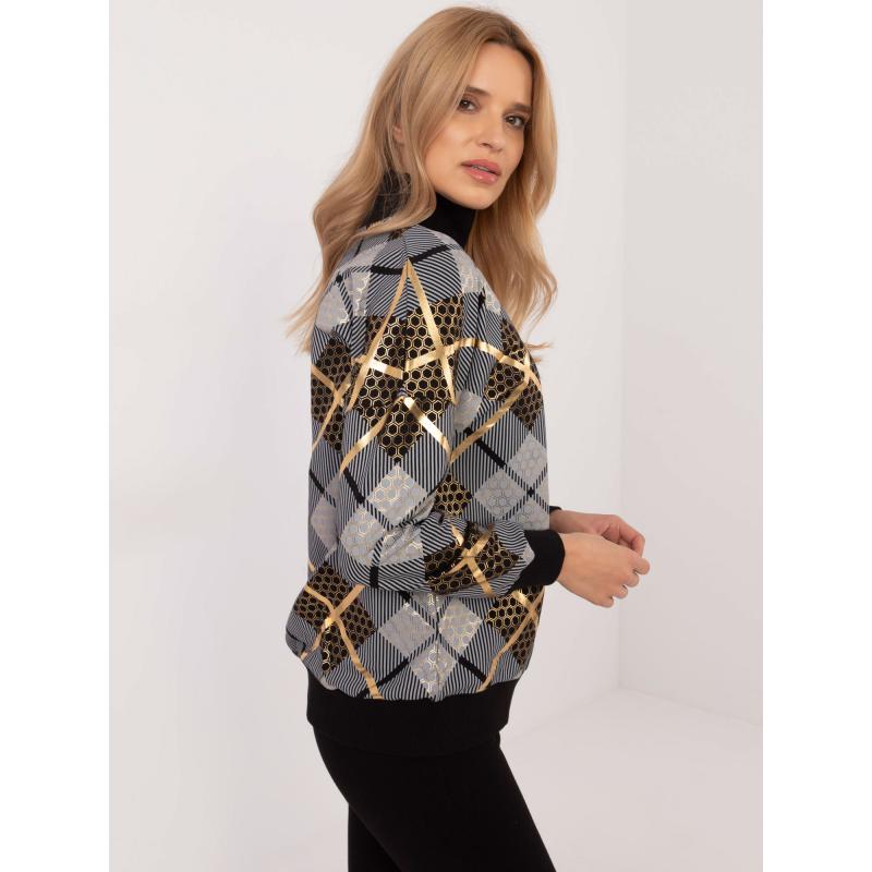 Černá dámská mikina s potiskem a stojáčkem