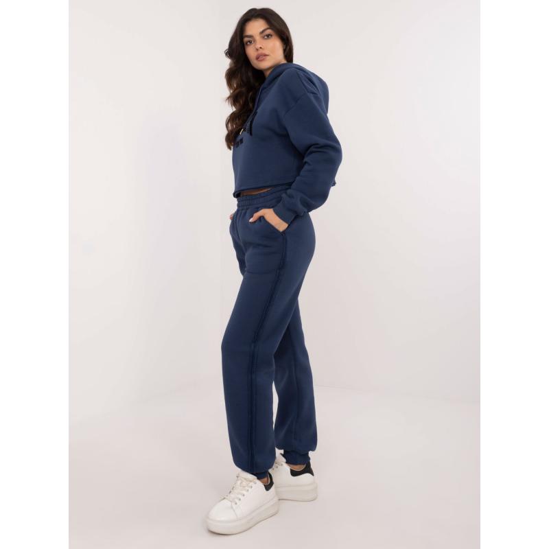 Tmavě modrá tepláková souprava s mikinou s kapucí