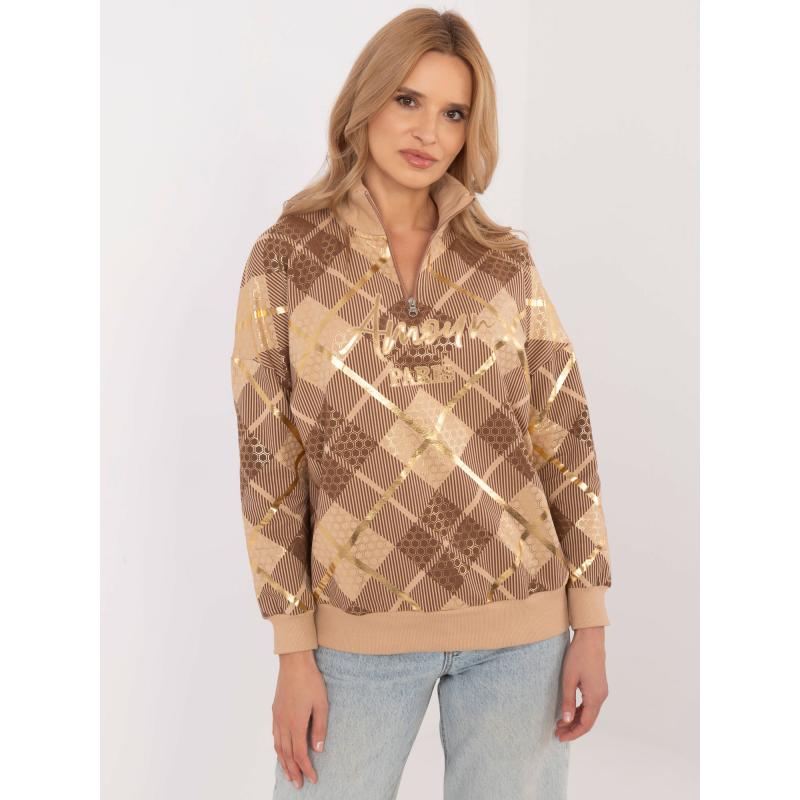 Velbloudí bavlněná mikina s potiskem