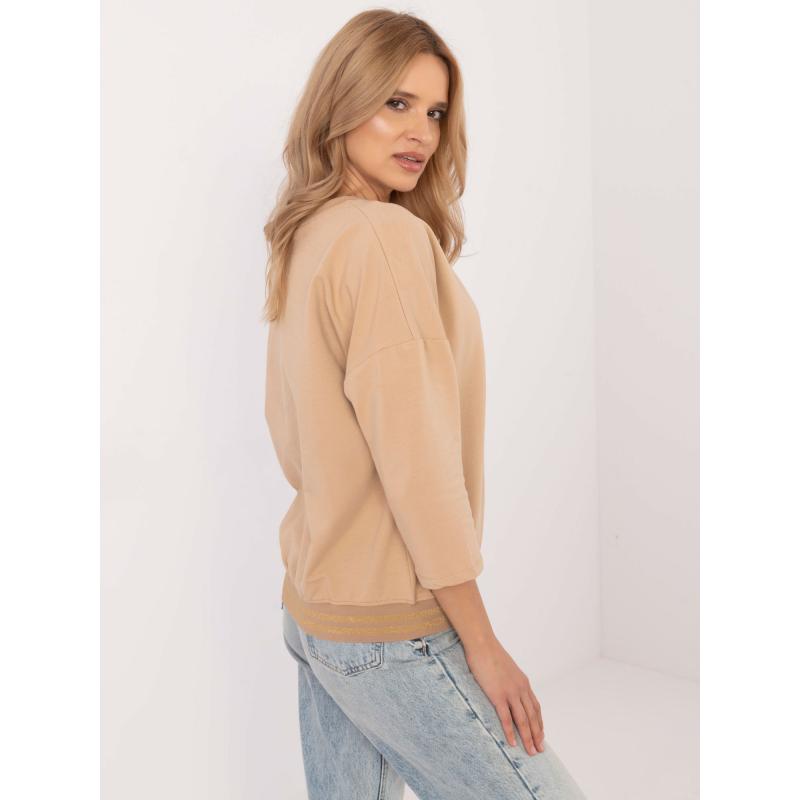 Velbloudí halenka s potiskem a 3/4 rukávy