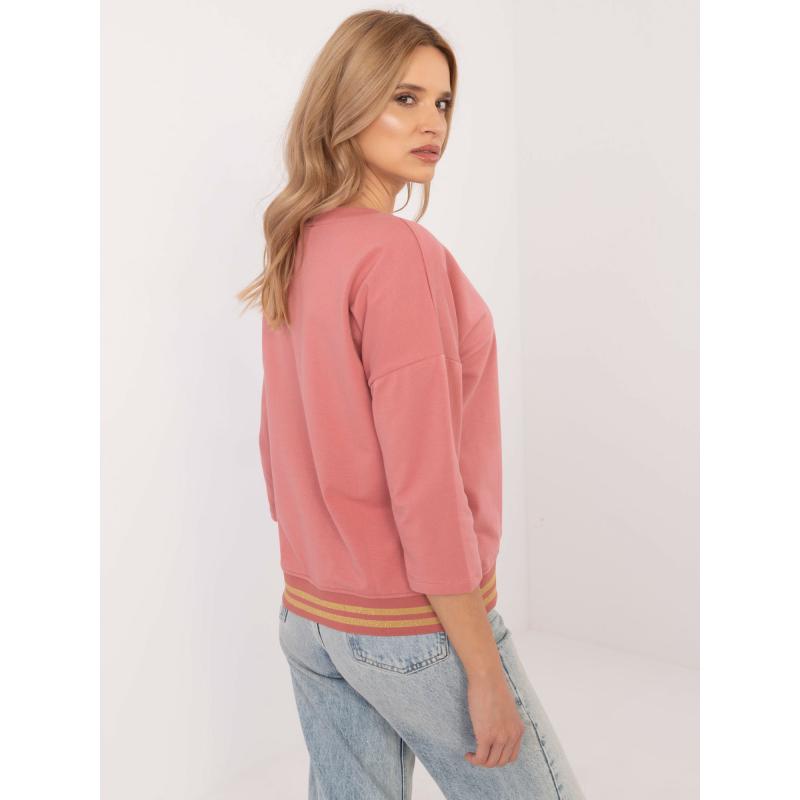 Špinavě růžová halenka s potiskem a aplikací