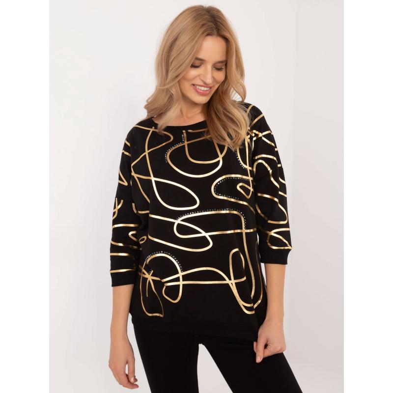 Černá volná halenka s potiskem