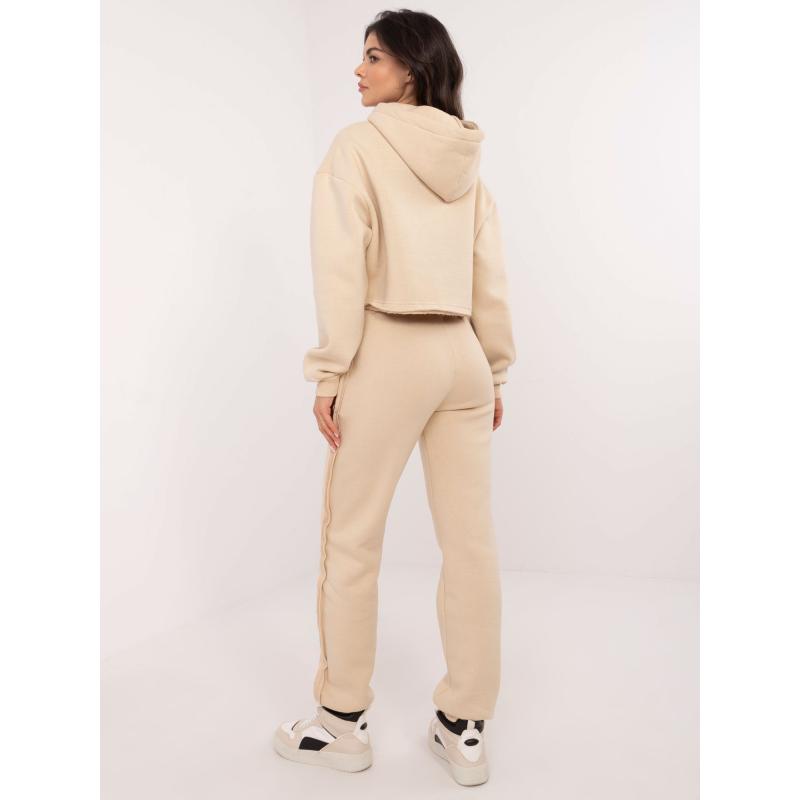 Béžová dámská tepláková souprava se zateplenou mikinou