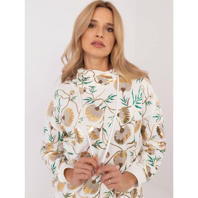 Ecru dámská mikina s potiskem a kapucí