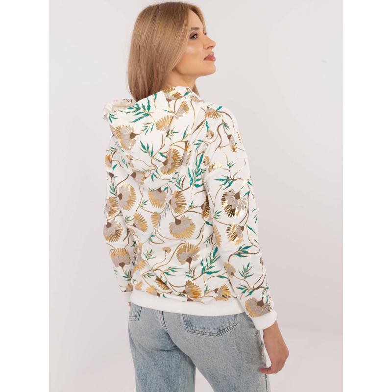 Ecru dámská mikina s potiskem a kapucí