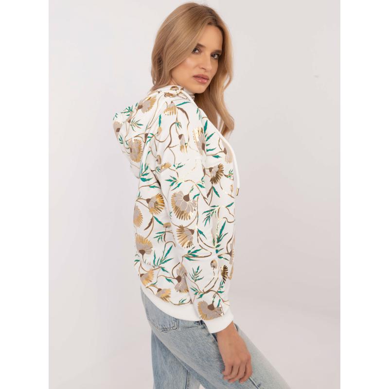 Ecru dámská mikina s potiskem a kapucí