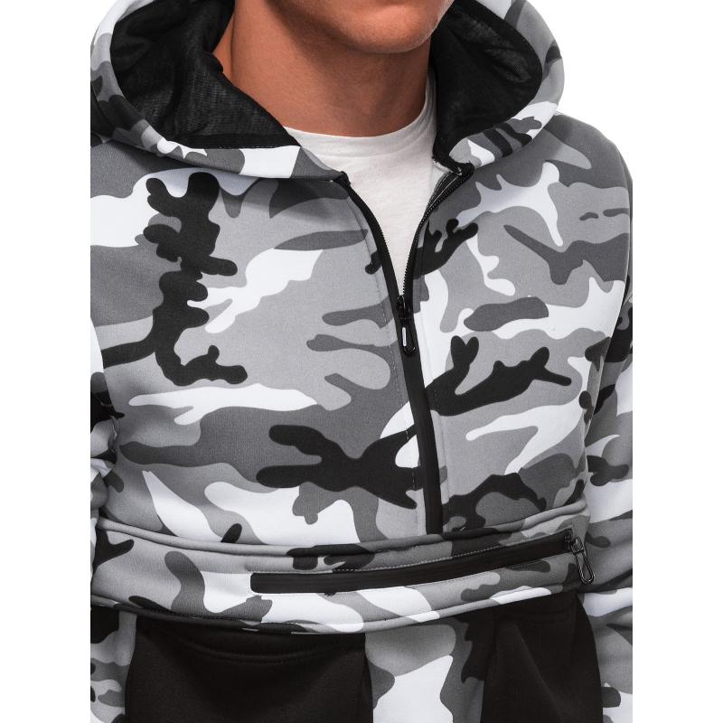 Pánská mikina na zip B1694 - šedá