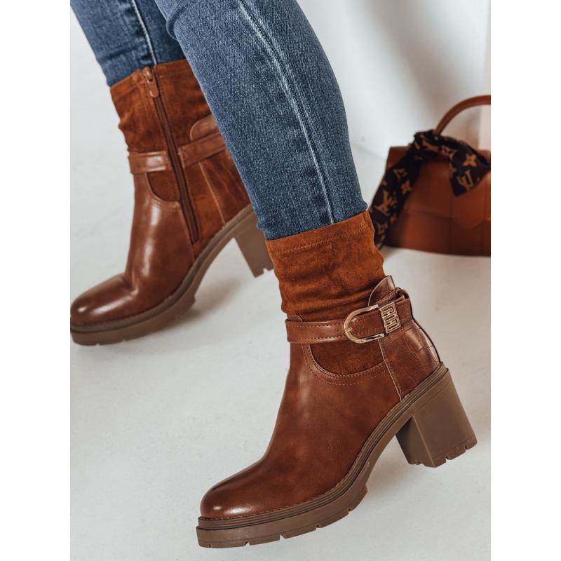 Dámské kozačky NOIRSTEP na podpatku camel