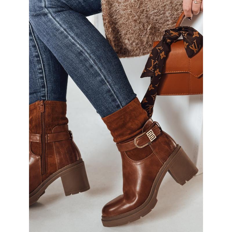 Dámské kozačky NOIRSTEP na podpatku camel