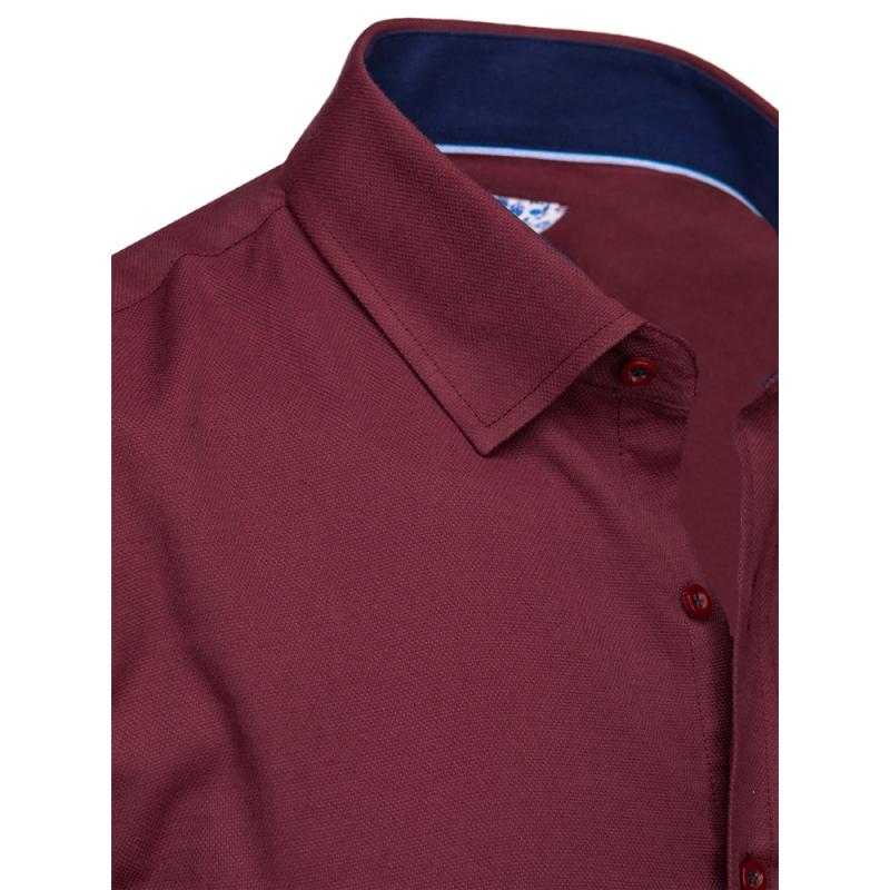 Pánská košile s dlouhým rukávem bordó