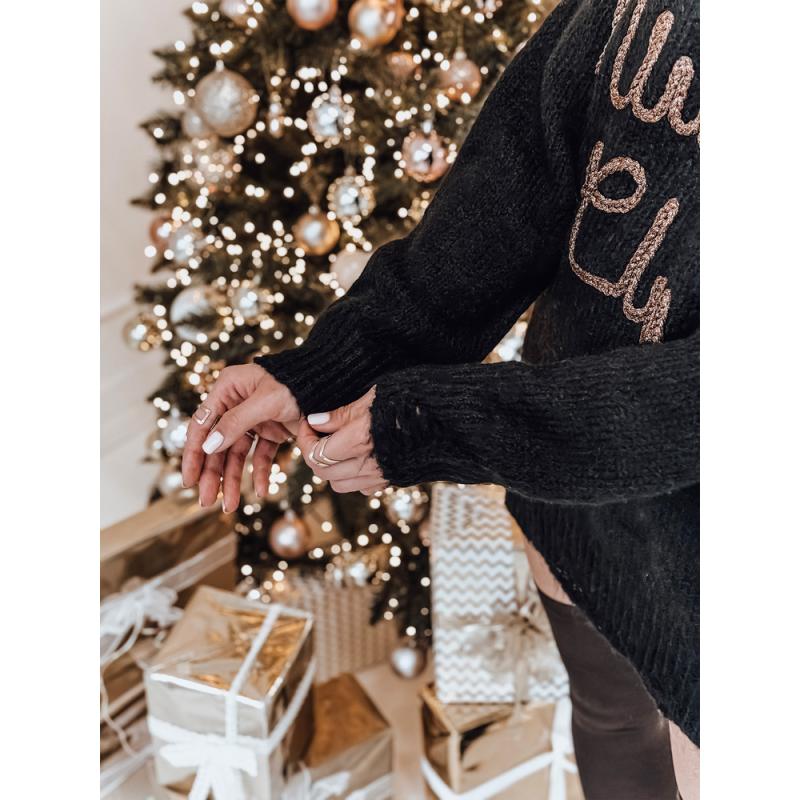 Dámský svetr one size MIU s proužkem černá