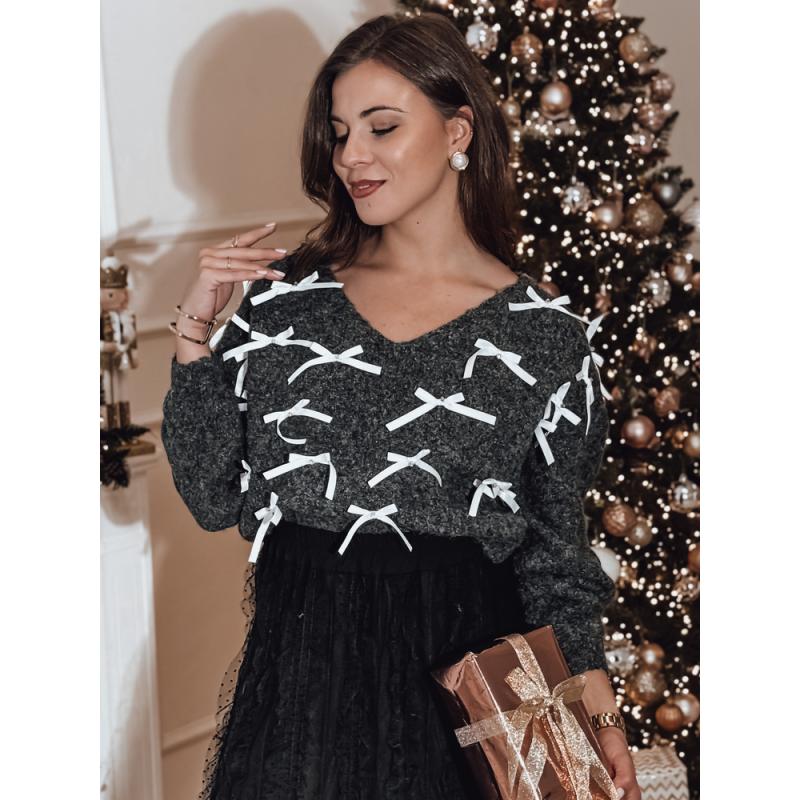 Dámský svetr RIBBLOOM s mašlemi černý