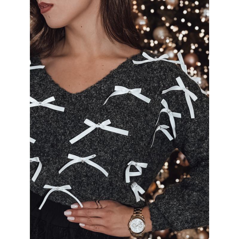 Dámský svetr RIBBLOOM s mašlemi černý