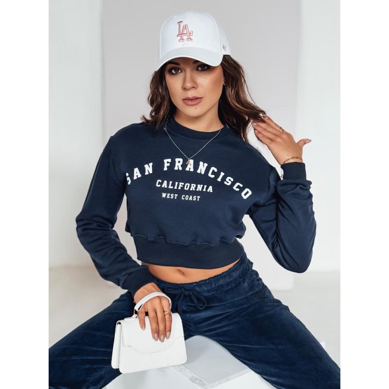 Dámská mikina crop top SAN FRANCISCO s potiskem tmavě modrá