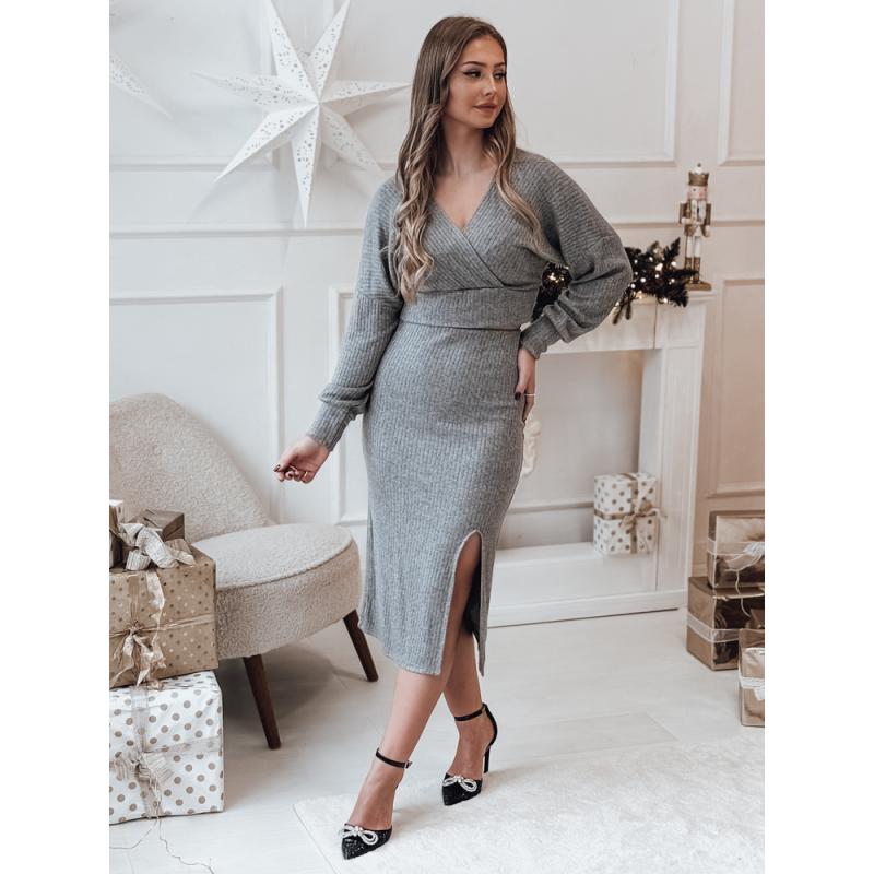 Dámská souprava jedné velikosti COASTAL pletená tmavě šedá