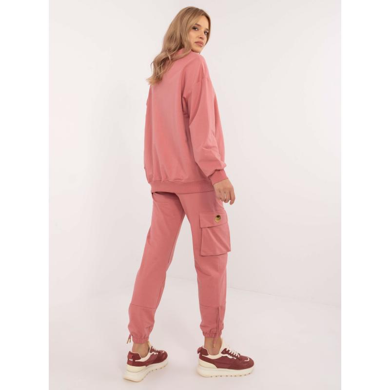 Špinavě růžová dámská tepláková souprava s kapsami