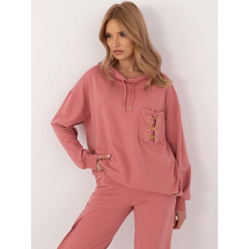 Špinavě růžová dámská tepláková souprava s kapsami