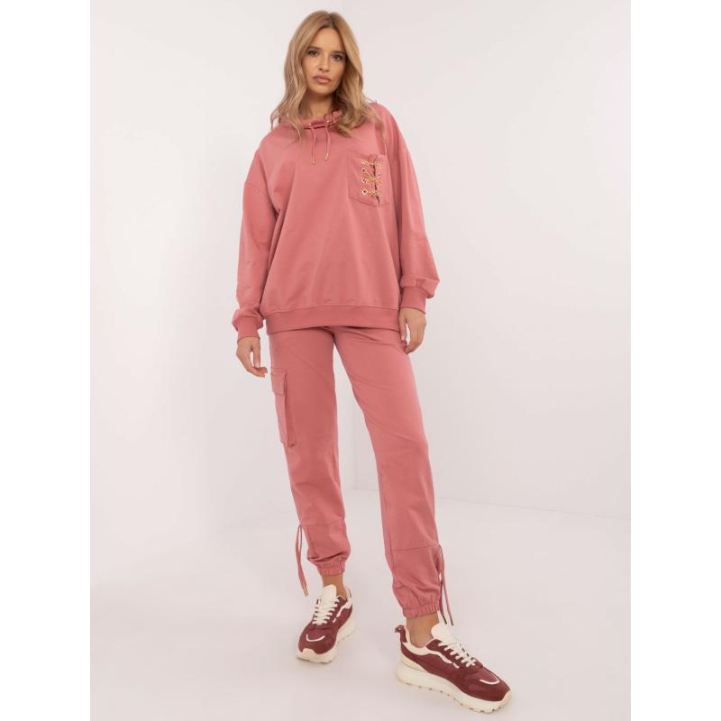 Špinavě růžová dámská tepláková souprava s kapsami