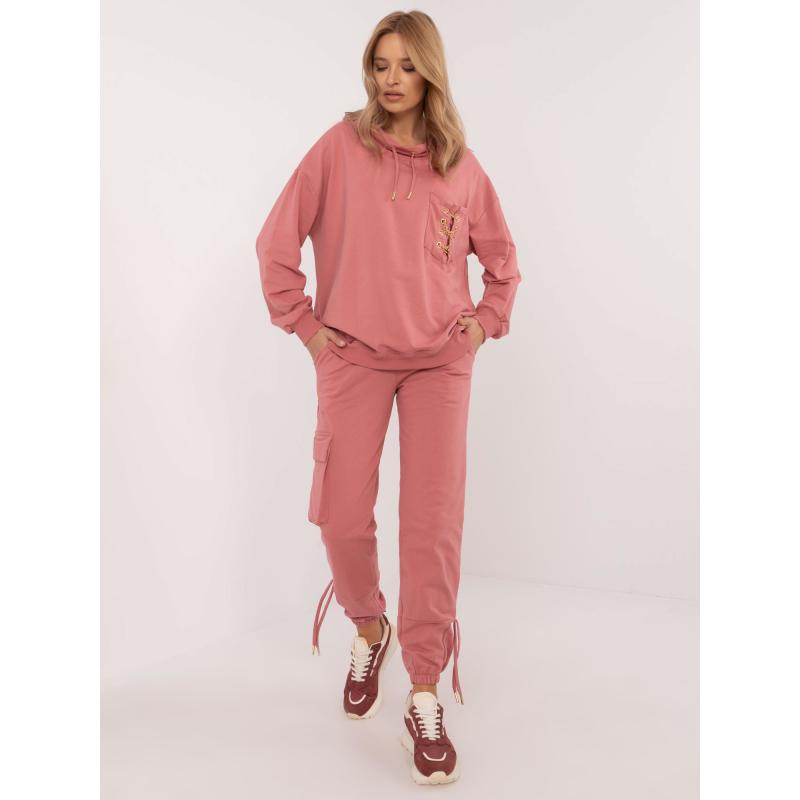 Špinavě růžová dámská tepláková souprava s kapsami