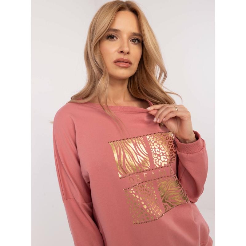 Piszkos rózsaszín blúz állatmintával