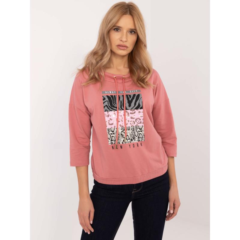 Špinavě růžová bavlněná halenka s potiskem