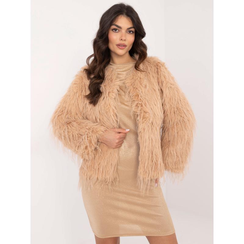 Bunda s velbloudí kožešinou a kapsami