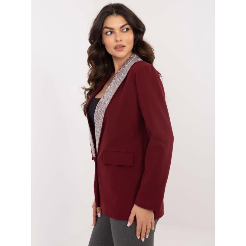 Vínové společenské sako se zapínáním na knoflíky