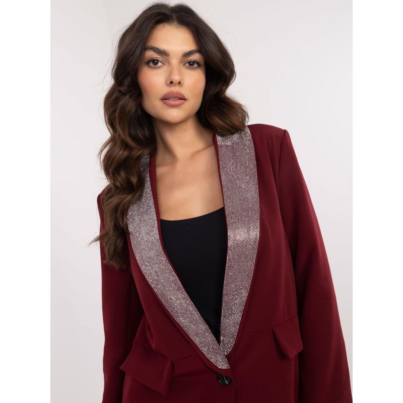 Vínové společenské sako se zapínáním na knoflíky