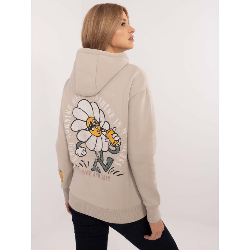 Bézs színű pulóver nyomtatással a hátán SUBLEVEL