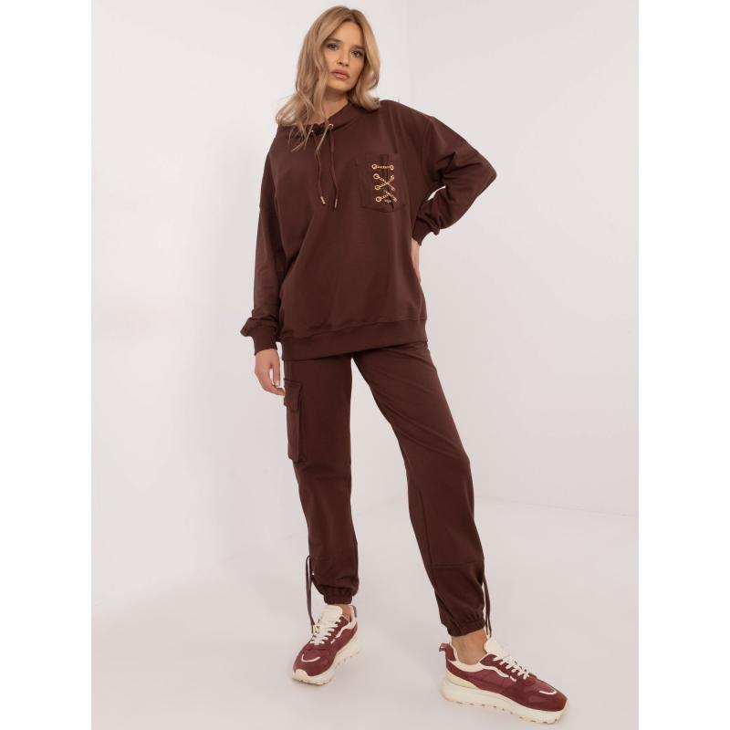 Barna pamut kétrészes tréningruha