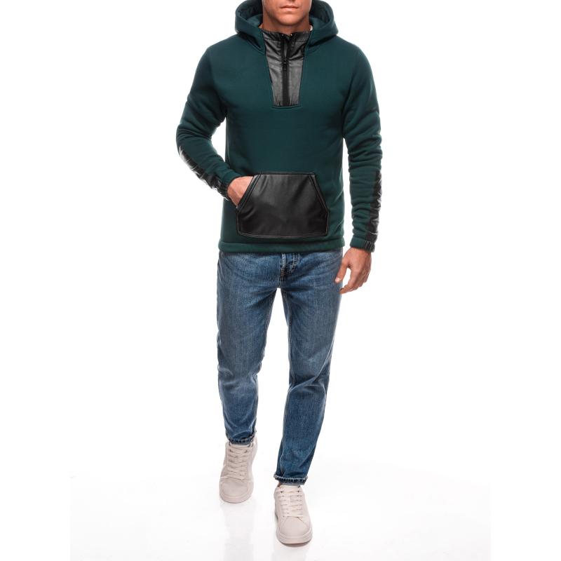 Pánská mikina na zip B1696 - tmavě zelená