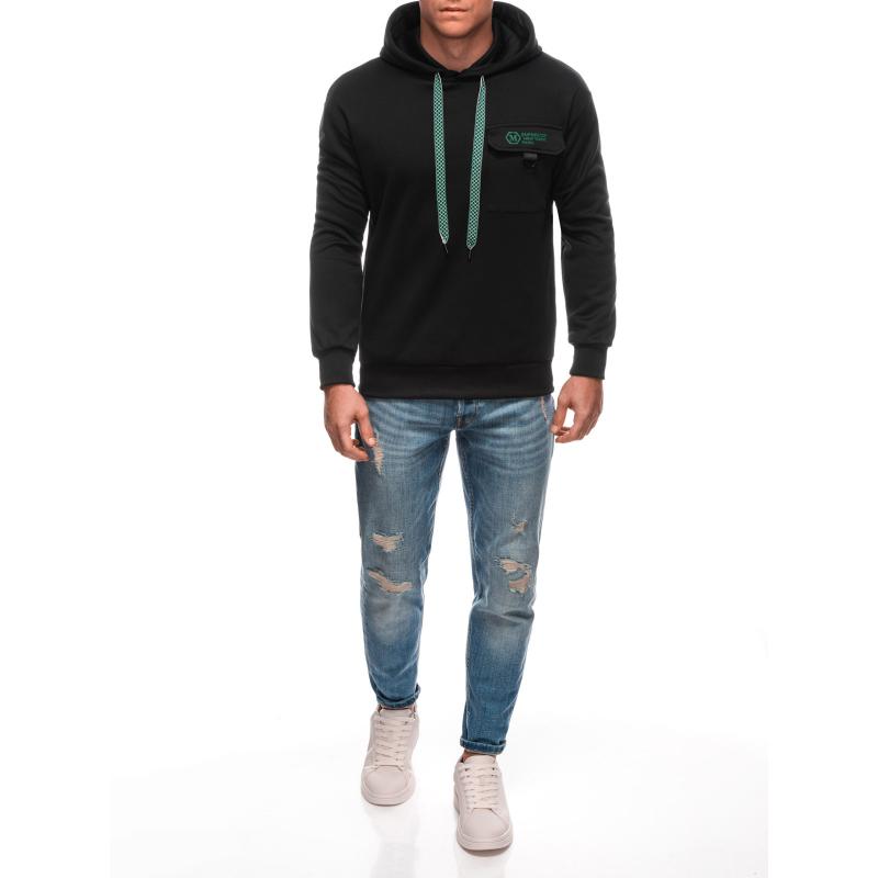 Férfi cipzáras pulóver B1700 - fekete