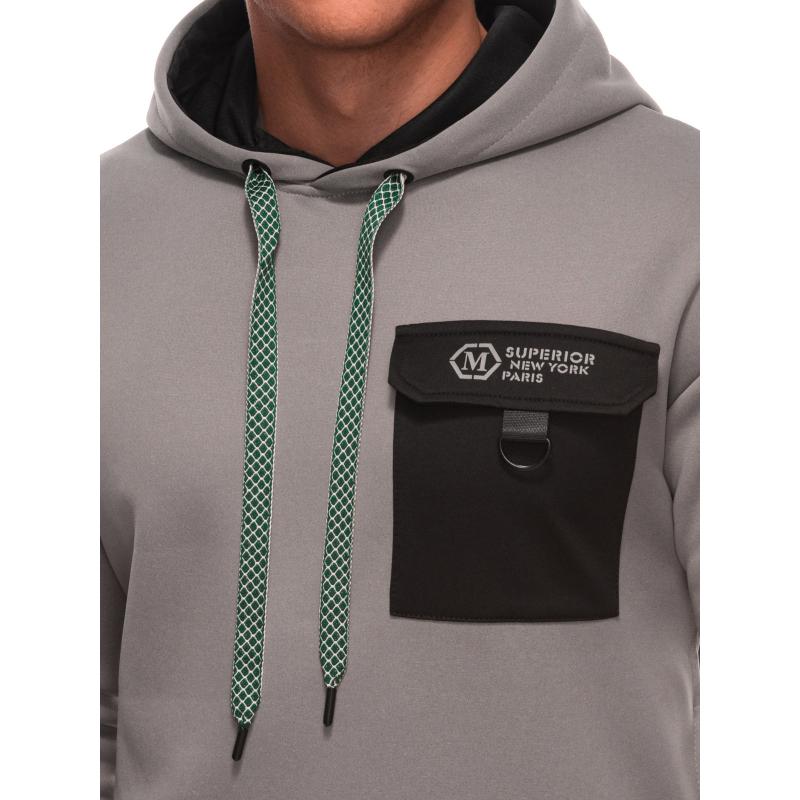 Pánská mikina s kapucí B1700 - šedá