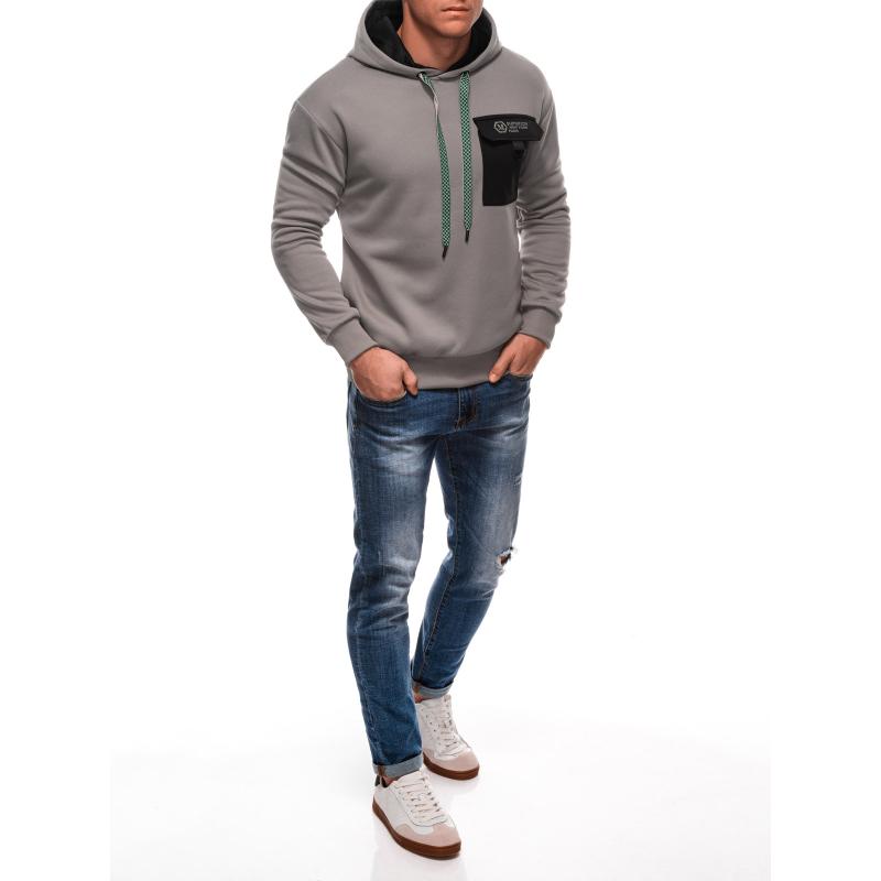Pánská mikina s kapucí B1700 - šedá