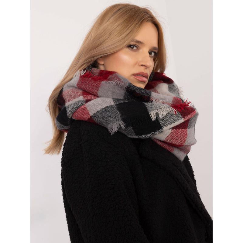Červenočerný dámský kostkovaný komín