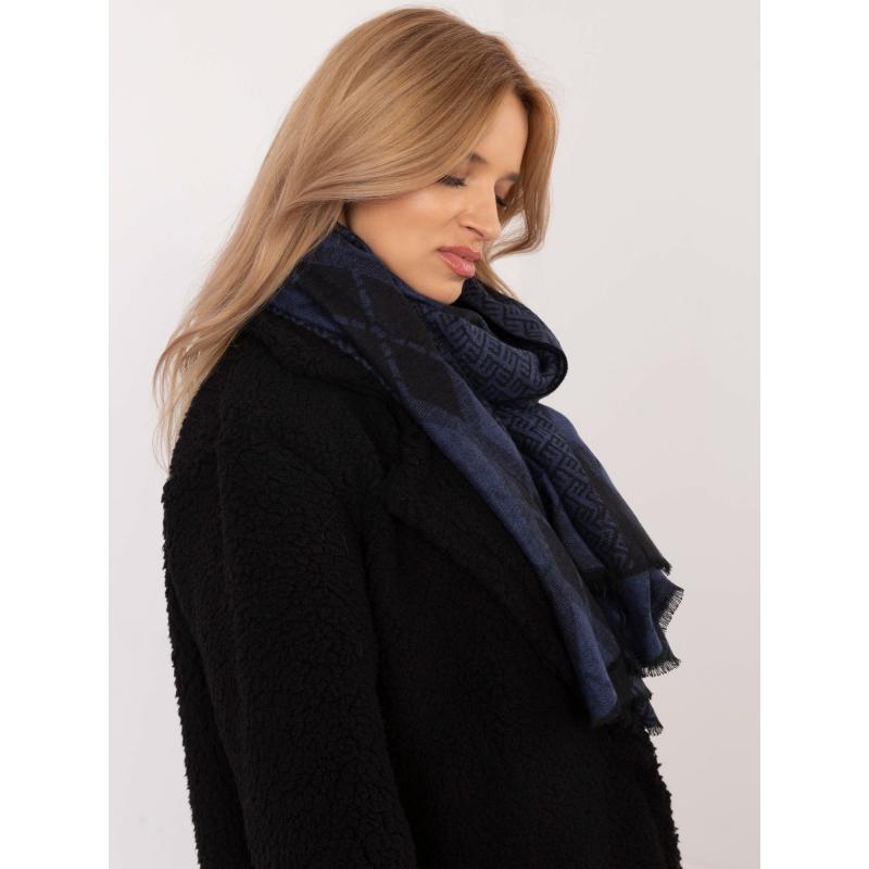 Černá a tmavě modrá dámská šála s potiskem