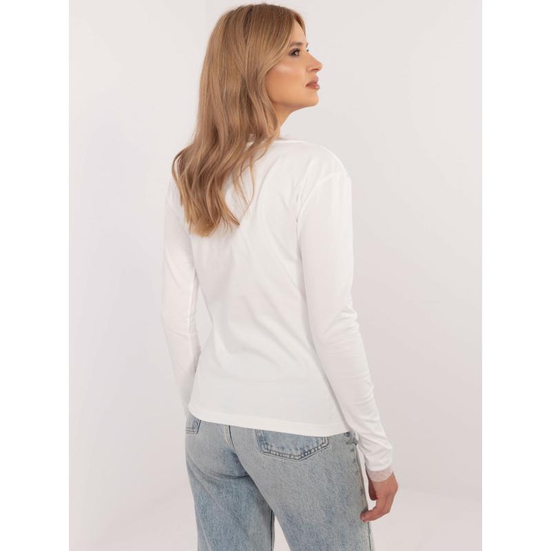 Bavlněná halenka s dlouhým rukávem v barvě ecru