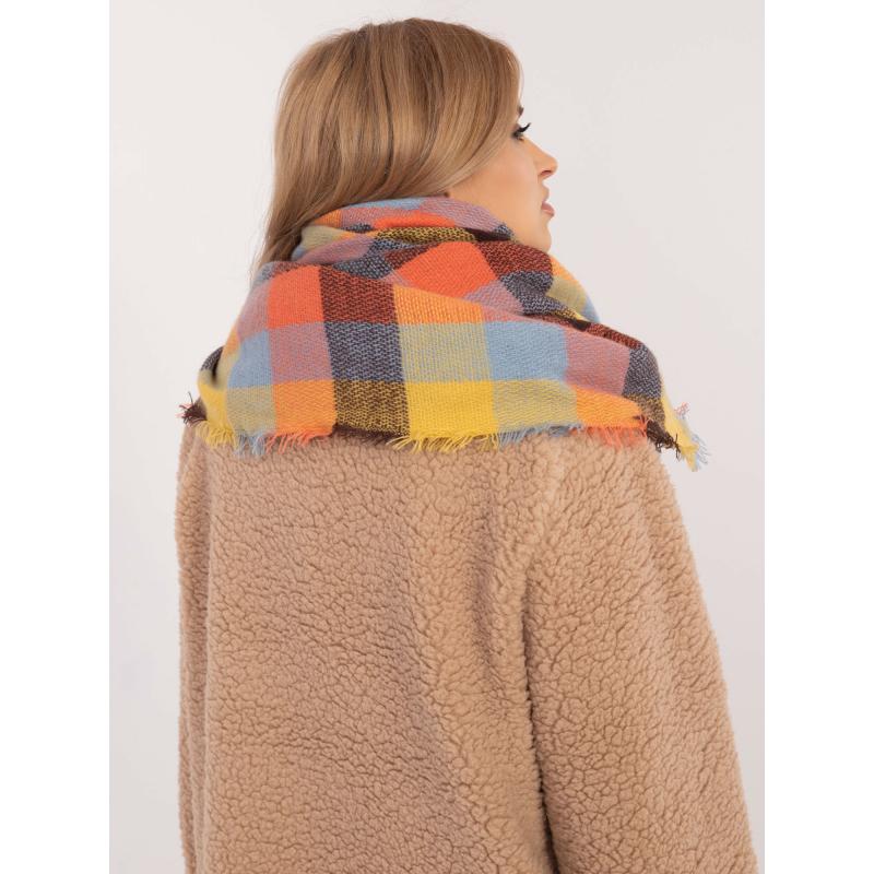 Oranžovo-čierne dámske kockované nohavice