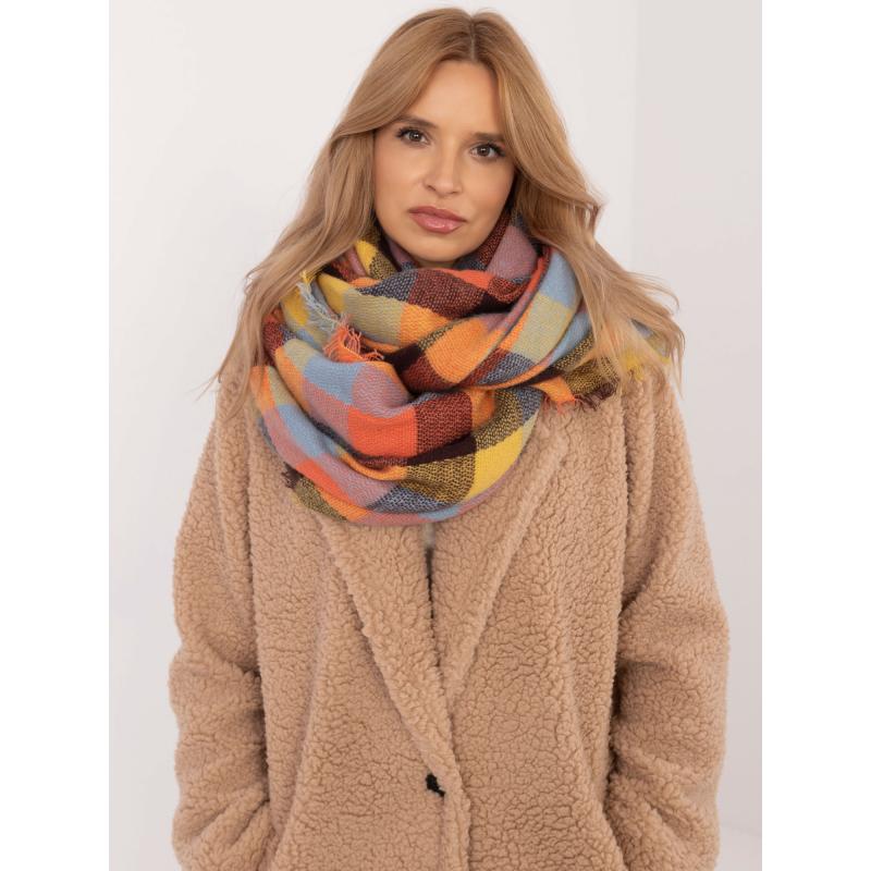 Oranžovo-čierne dámske kockované nohavice