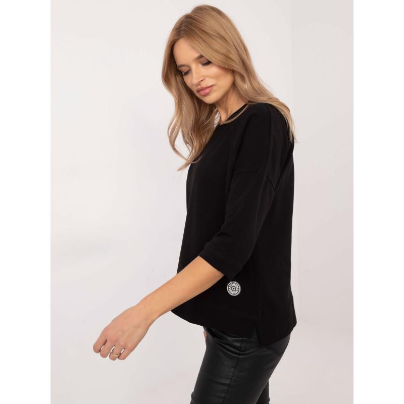 Čierna bavlnená dámska blúzka Basic
