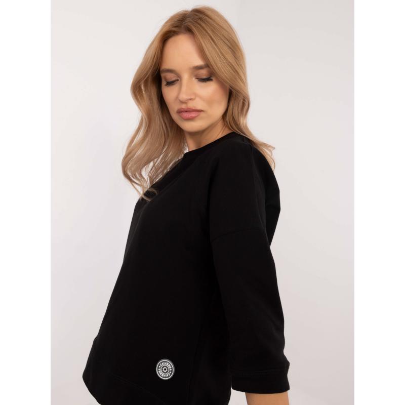 Čierna bavlnená dámska blúzka Basic