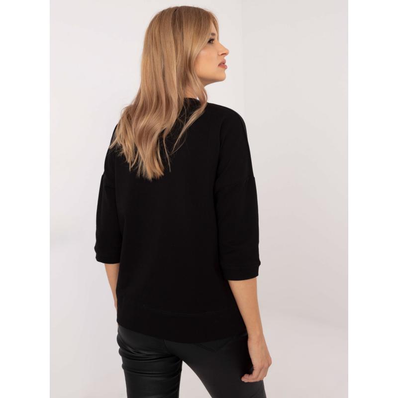 Čierna bavlnená dámska blúzka Basic