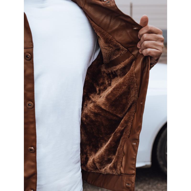 Férfi bőrdzseki szőrmével barna